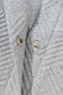 Discount Dear-Lover Textured Knit Buttoned Kangaroo Pocket Sweatshirt Light Grey