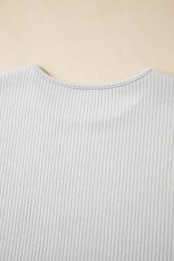 Clearance Dear-Lover Textured Loose T Shirt Light Grey