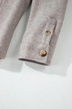 Outlet Dear-Lover Turn Down Collar Flap Pockets Buttoned Shacket Light Grey