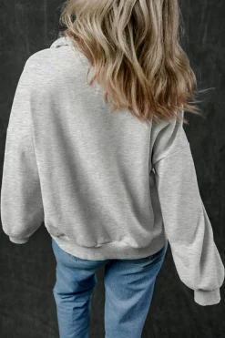 Outlet Dear-Lover Zip-up Stand Neck Kangaroo Pocket Sweatshirt Light Grey