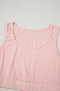 Best Dear-Lover 3 Pcs Crop Tank Top Shorts with Cardigan Lounge Set Light Pink