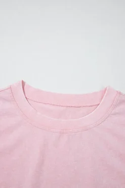 Hot Dear-Lover 2 Pieces Mineral Wash Cotton Tank Top Lined Split Skirt Set Light Pink