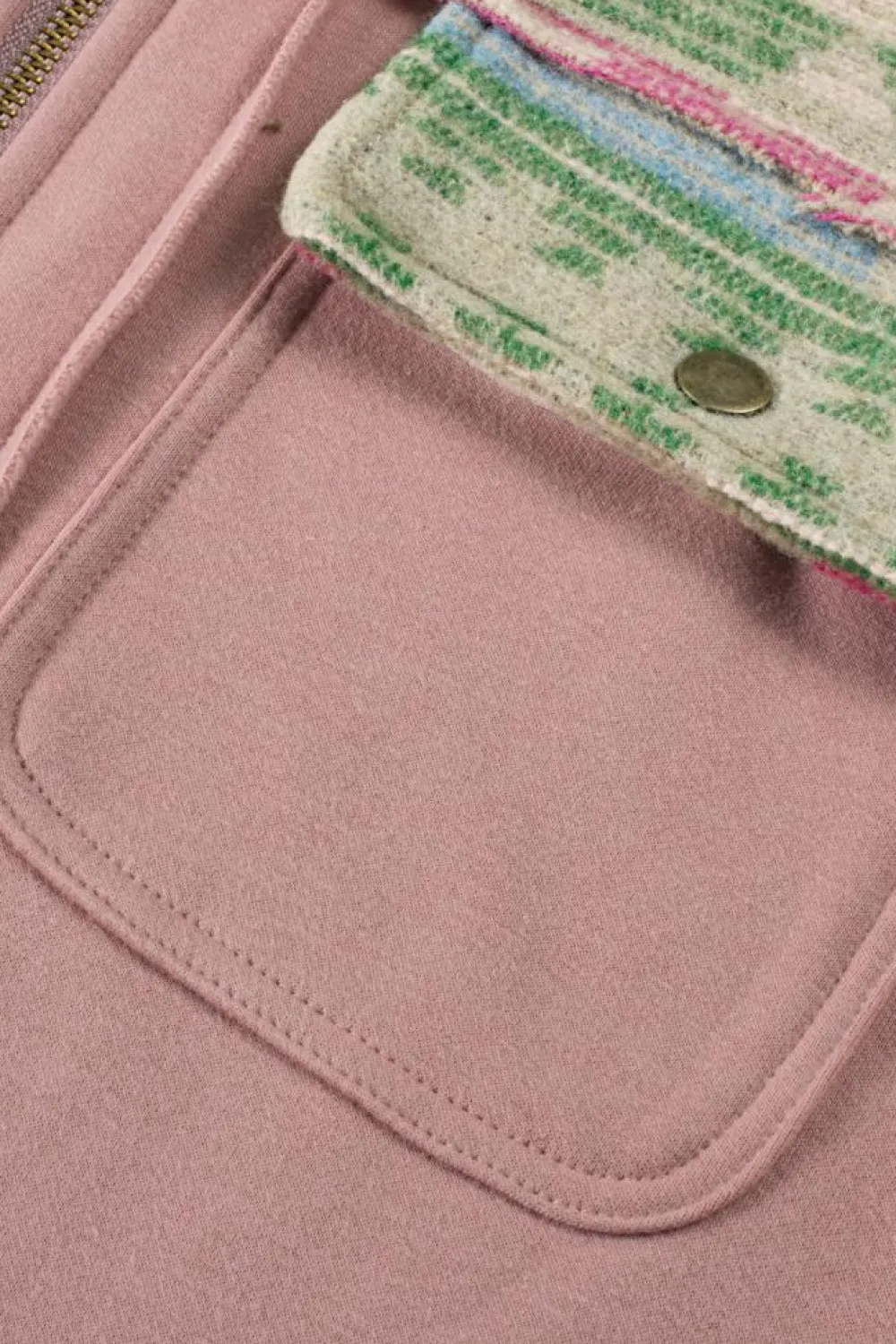 New Dear-Lover Aztec Patch Drawstring Hooded Zip Up Jacket Light Pink