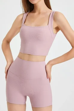 Sale Dear-Lover Back Cross Waistband Yoga Shorts Light Pink