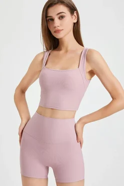 Sale Dear-Lover Back Cross Waistband Yoga Shorts Light Pink