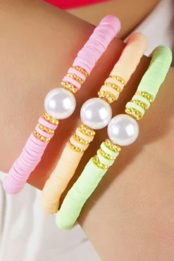 Discount Dear-Lover Bohemian Style Beaded Stretch Bracelet Light Pink