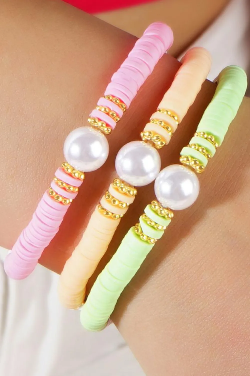 Discount Dear-Lover Bohemian Style Beaded Stretch Bracelet Light Pink