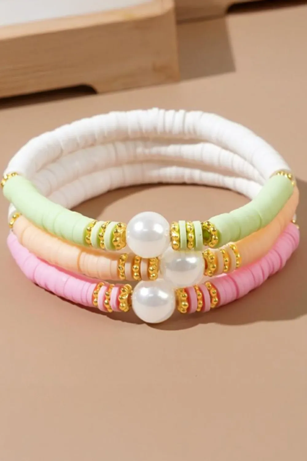 Discount Dear-Lover Bohemian Style Beaded Stretch Bracelet Light Pink