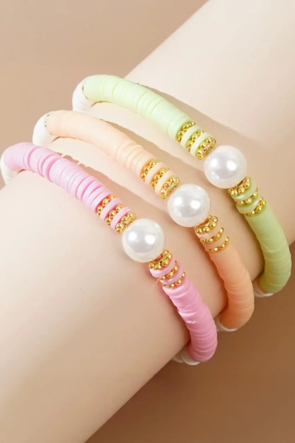 Discount Dear-Lover Bohemian Style Beaded Stretch Bracelet Light Pink