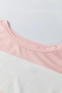 Online Dear-Lover Colorblock Striped Drop Shoulder Long Sleeve Top Light Pink