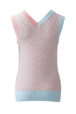Online Dear-Lover Contrast Chevron Knit V Neck Sweater Vest Light Pink