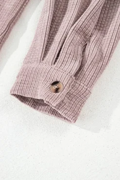 Best Dear-Lover Corduroy Flap Pocket Button Up Shacket Light Pink