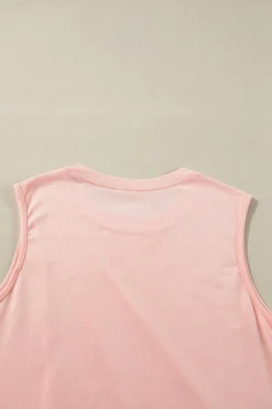Sale Dear-Lover Crew Neck Pleated Tank Top Light Pink