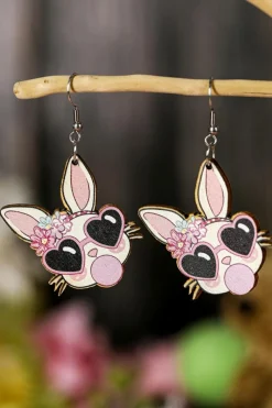 New Dear-Lover Easter Rabbit Hook Dangle Earrings Light Pink