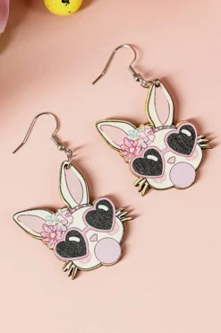New Dear-Lover Easter Rabbit Hook Dangle Earrings Light Pink