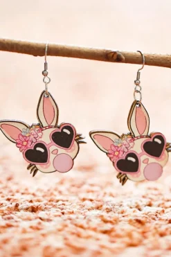 New Dear-Lover Easter Rabbit Hook Dangle Earrings Light Pink