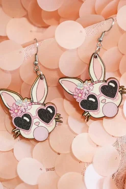 New Dear-Lover Easter Rabbit Hook Dangle Earrings Light Pink