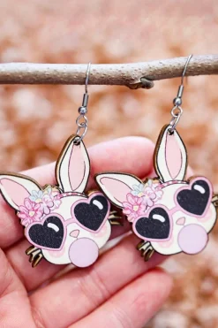 New Dear-Lover Easter Rabbit Hook Dangle Earrings Light Pink