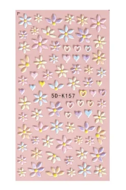 Online Dear-Lover Embossed Flower Heart Shape Self-Adhesive Nail Stickers Light Pink