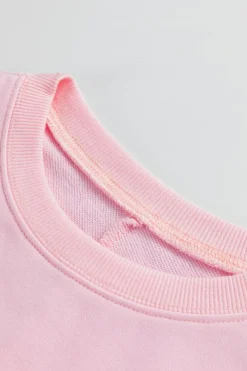 Online Dear-Lover Floral Peace Sign Graphic Drop Shoulder Wide Sleeve Casual Top Light Pink