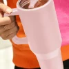 Sale Dear-Lover Frosted Stainless Handle Large Vacuum Cup with Straw 40oz Light Pink