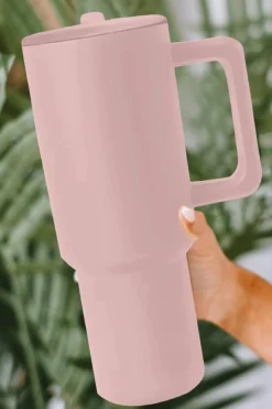 Sale Dear-Lover Frosted Stainless Handle Large Vacuum Cup with Straw 40oz Light Pink