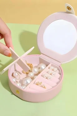 Discount Dear-Lover Jewelry Organizer Cases with Mirror Light Pink