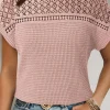 Best Dear-Lover Lace Patchwork Waffle Short Sleeve Top Light Pink