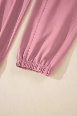 Online Dear-Lover Lace-up Elastic Waist Sleeveless Square Neck Jumpsuit Light Pink