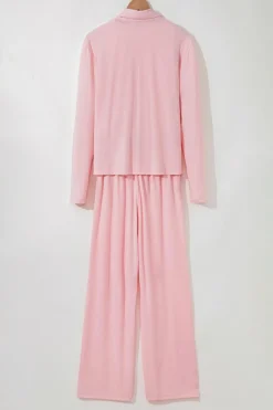 Fashion Dear-Lover 3-Piece Cozy Knit Lounge Set Light Pink