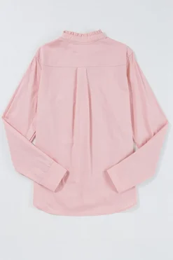 Discount Dear-Lover Pleated Button-Up Loose Fit Casual Shirt Light Pink