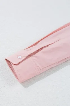 Discount Dear-Lover Pleated Button-Up Loose Fit Casual Shirt Light Pink