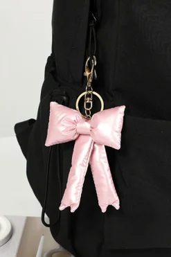 Discount Dear-Lover Puffer Bow Knot Fashion Keychain Light Pink