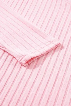 Discount Dear-Lover Ribbed Knit V Neck Slouchy Two-piece Outfit Light Pink