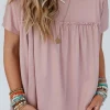 Sale Dear-Lover Ruffled Trim Loose Babydoll Tee Light Pink
