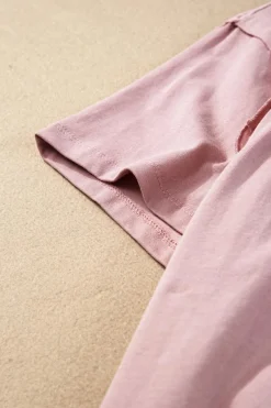 Sale Dear-Lover Ruffled Trim Loose Babydoll Tee Light Pink