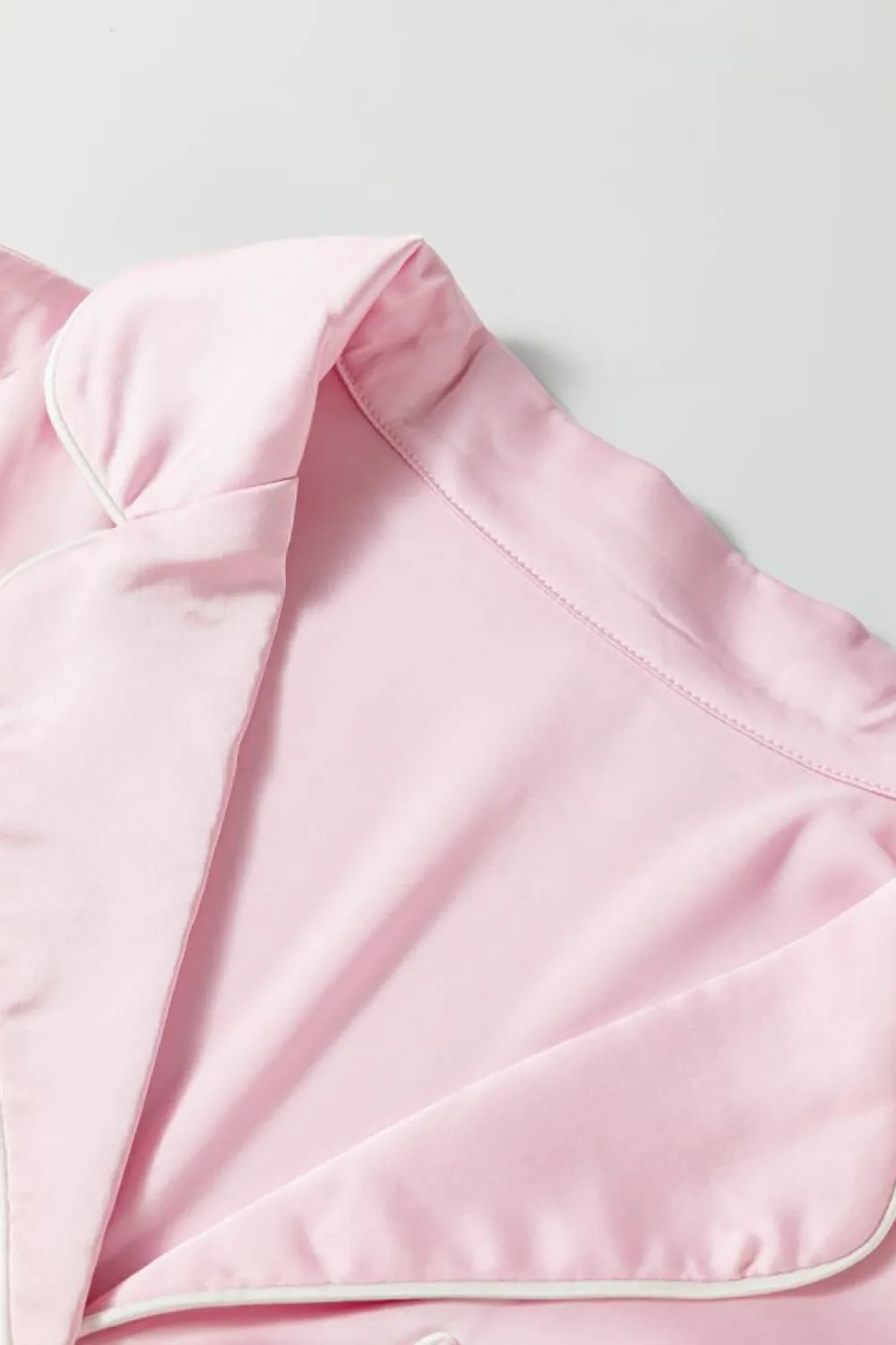 Hot Dear-Lover Satin Knot Accent Shirt and Ruffled Pants Lounge Set Light Pink
