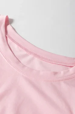 Sale Dear-Lover Scoop Neck Bubble Sleeve Tee Light Pink