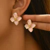 Hot Dear-Lover Sweet Flower Shape Stud Alloy Earrings Light Pink
