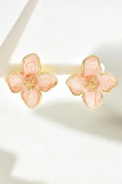 Hot Dear-Lover Sweet Flower Shape Stud Alloy Earrings Light Pink
