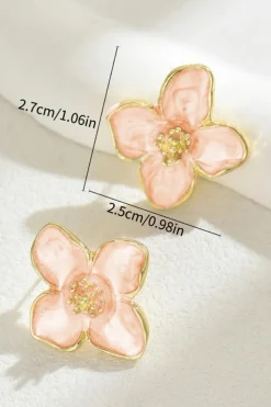 Hot Dear-Lover Sweet Flower Shape Stud Alloy Earrings Light Pink