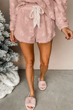 Discount Dear-Lover Textured Leopard Fleece Loose Two Piece Lounge Set Light Pink