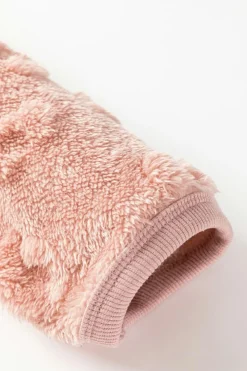 Discount Dear-Lover Textured Leopard Fleece Loose Two Piece Lounge Set Light Pink