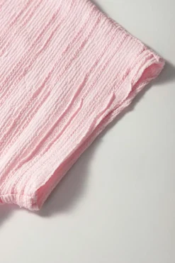 Discount Dear-Lover Textured Short Sleeve Henley Top and Pocketed Wide Leg Pants Light Pink