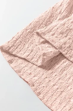 Fashion Dear-Lover Textured Tiered Flowy Blouse Light Pink