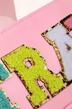 Hot Dear-Lover TRAVEL Chenille Letter Clear PVC Makeup Bag Light Pink