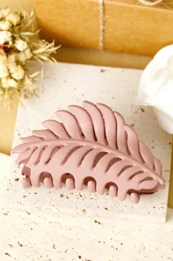 Hot Dear-Lover Trendy Big Leaf Hair Claw Clip Light Pink