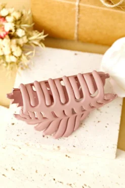 Hot Dear-Lover Trendy Big Leaf Hair Claw Clip Light Pink