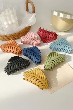 Hot Dear-Lover Trendy Big Leaf Hair Claw Clip Light Pink