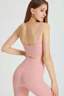 Hot Dear-Lover U Neck Cropped Sleeveless Gym Top Light Pink